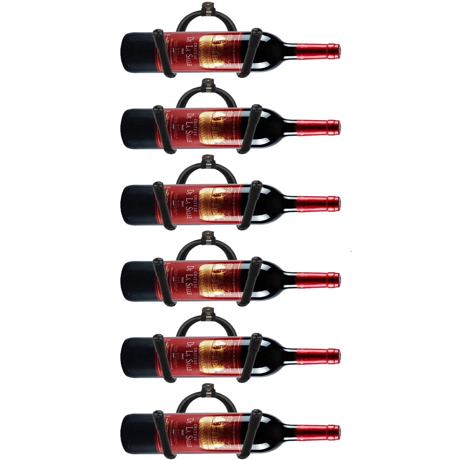Universal Adjustable Metal Wall Wine Rack - Black Wall Mounted Wine Bottle Holder for 6 Bottles - Perfect for Kitchen, Dining Room, Bar & Home Decor