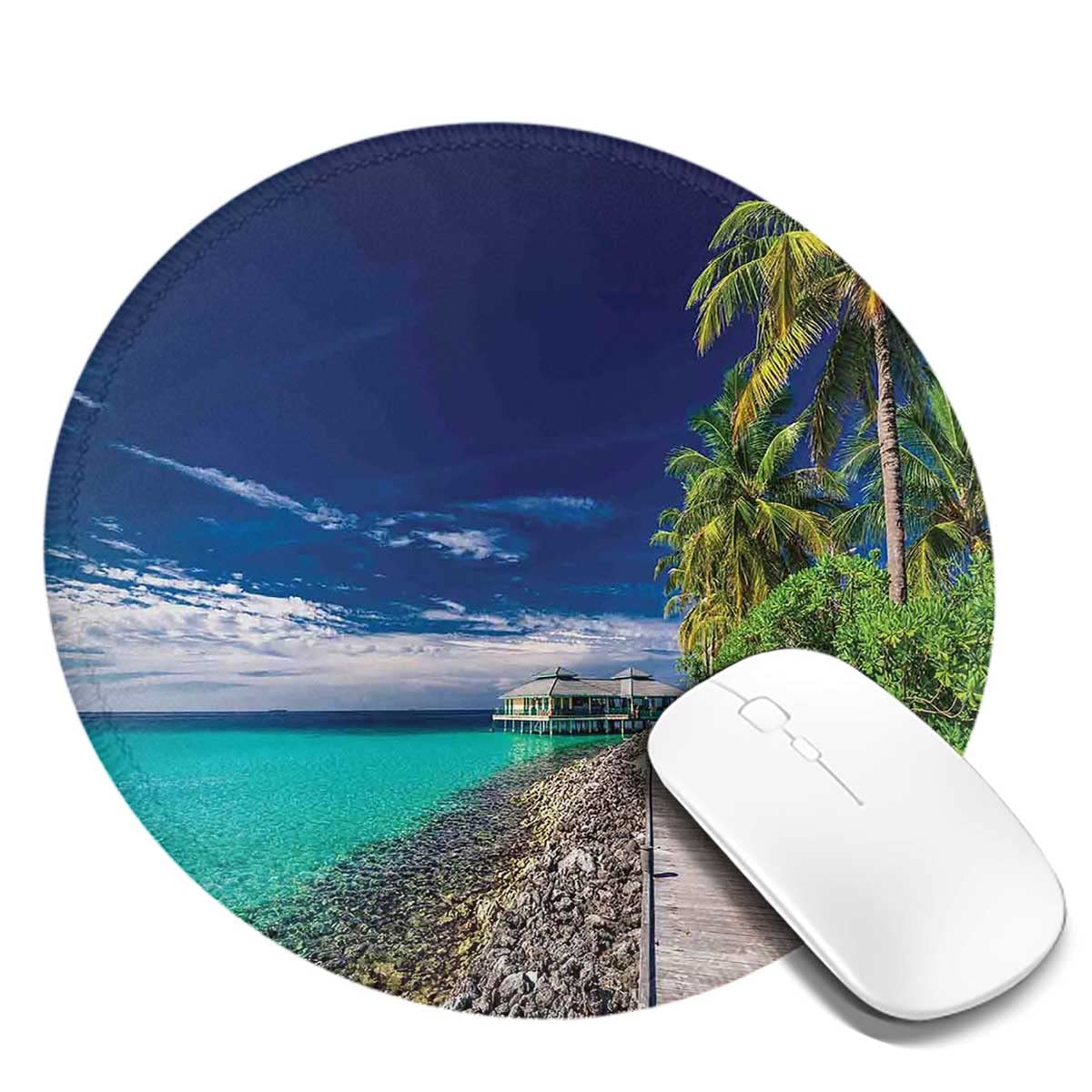 Round Mouse Pad Set of 2 - Non-Slip Desk Mat for Wireless Mouse, Small Cute Mousepad for Home Office, Beach Palm Trees Sky Design, 7.9x7.9x0.12 Inches - Perfect for Laptop, Gaming & Workspace Accessories