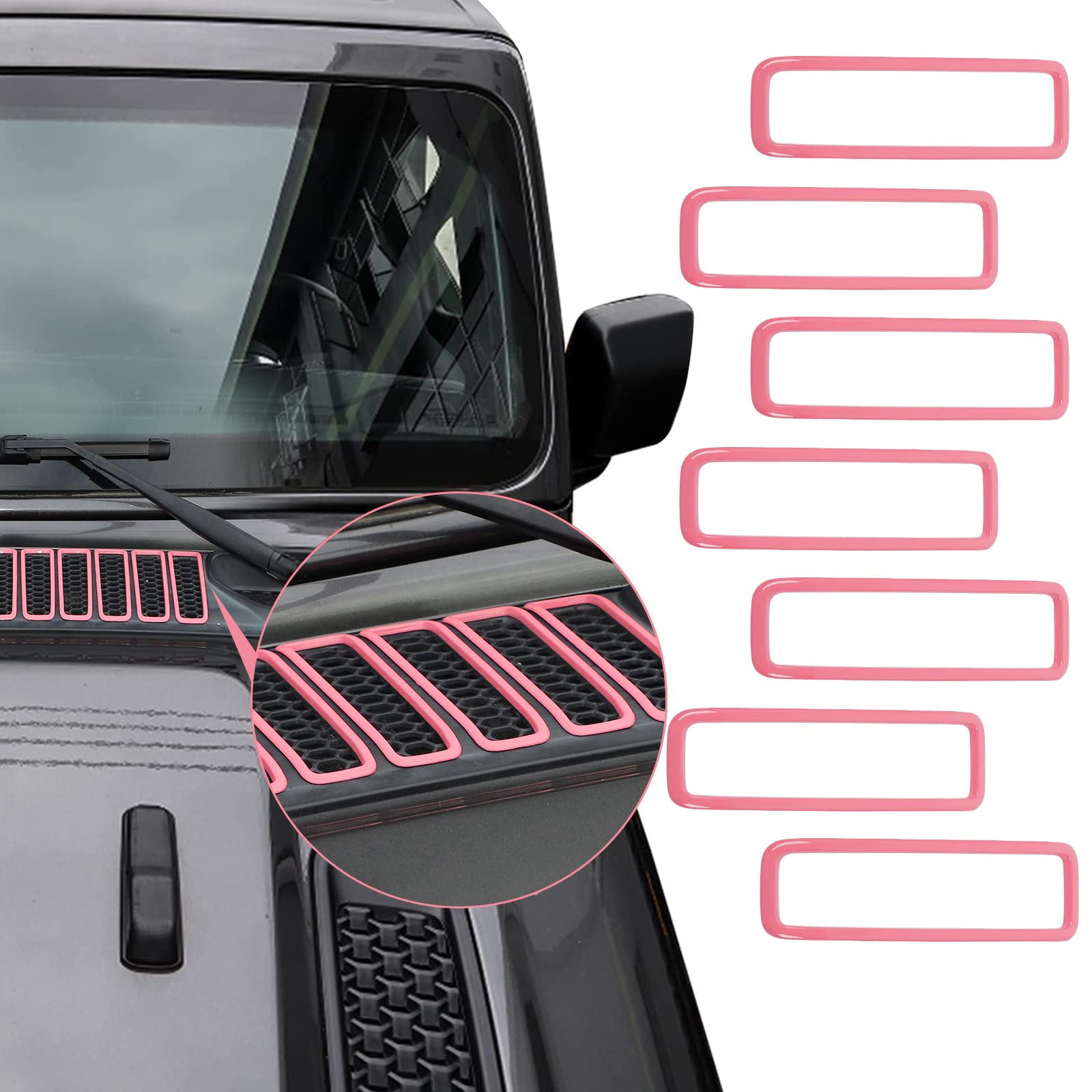 2018-2025 Jeep Wrangler JL JLU & Gladiator JT Hood Vent Cover - Durable Cowl Panel Vent Trim - Exterior Accessories (Pink) - Perfect for Off-Roading & Custom Jeep Modifications