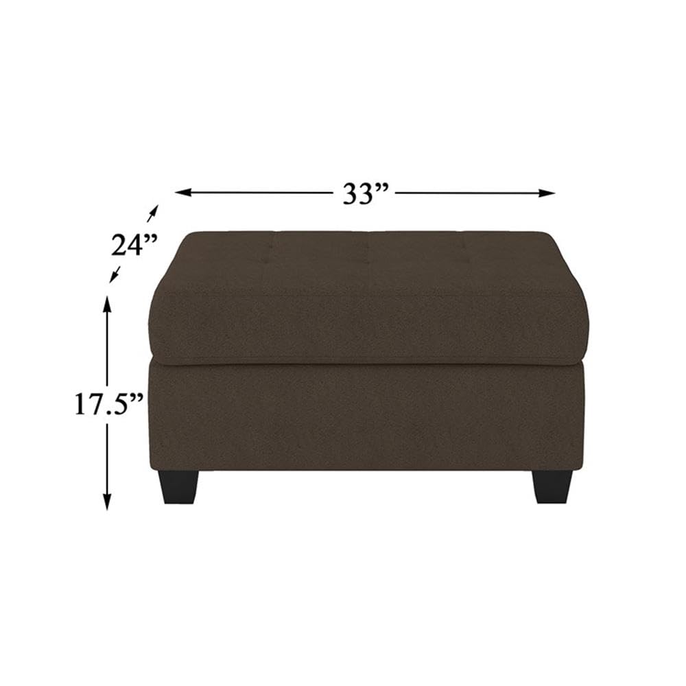 Pemberly Row Upholstered Storage Ottoman - Large Button Tufted Square Footrest Bench with Hidden Storage Space for Blankets - Chocolate Brown - Perfect for Living Room, Bedroom & Home Decor