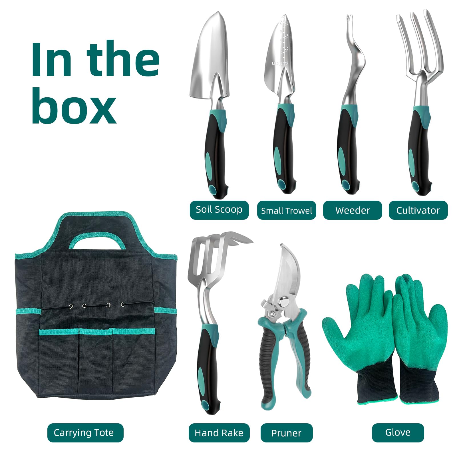 Premium Heavy Duty Gardening Tool Set with Non-Slip Rubber Grip - Complete Garden Kit with Storage Tote Bag - Ideal Gift for Women, Men, Mom & Dad - Perfect for Planting, Yard Work & Outdoor Gardening Activities
