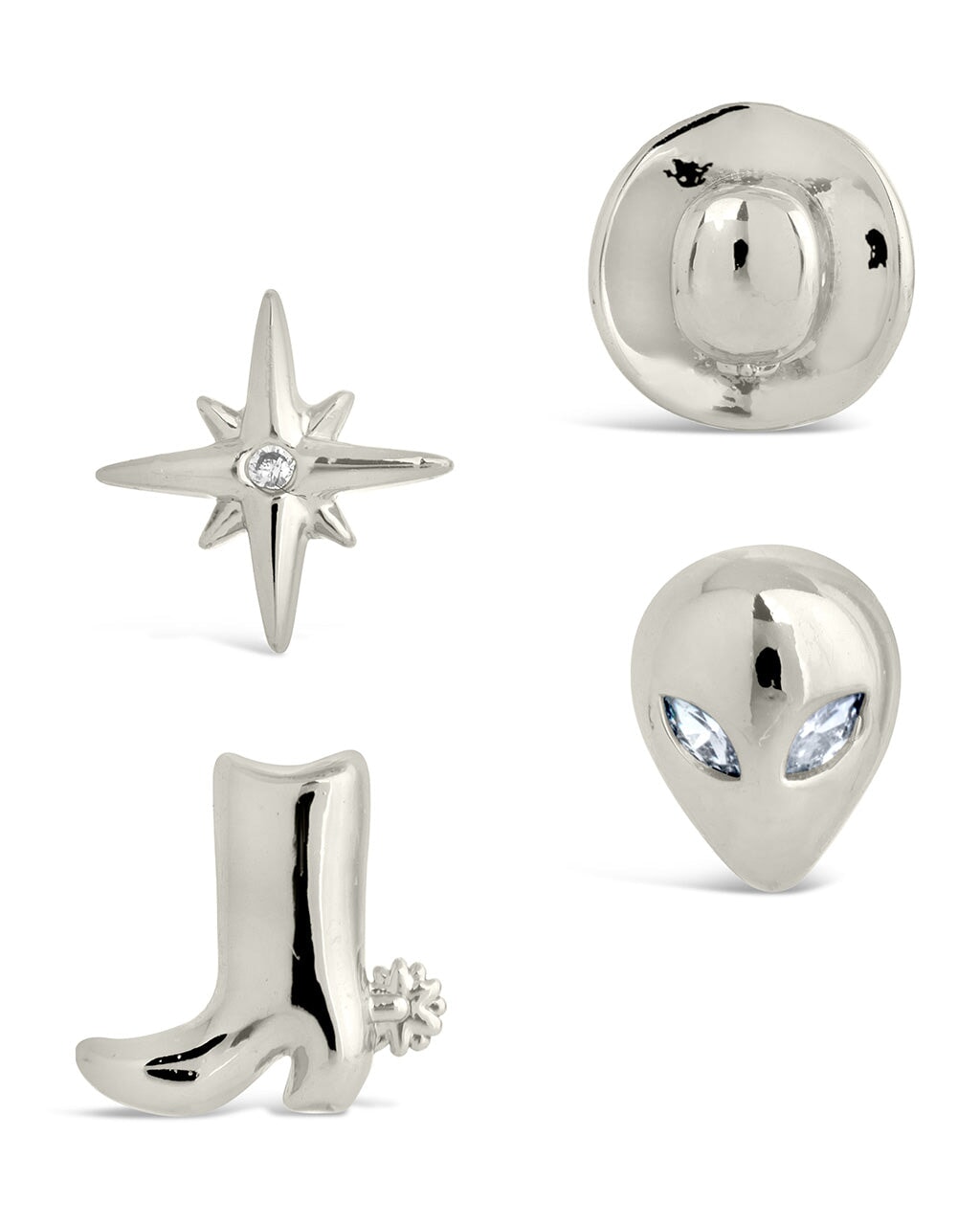 Space Cowgirl CZ Mismatched Stud Earrings - Trendy Cubic Zirconia Earrings for Women | Perfect for Western Fashion, Boho Style & Everyday Wear