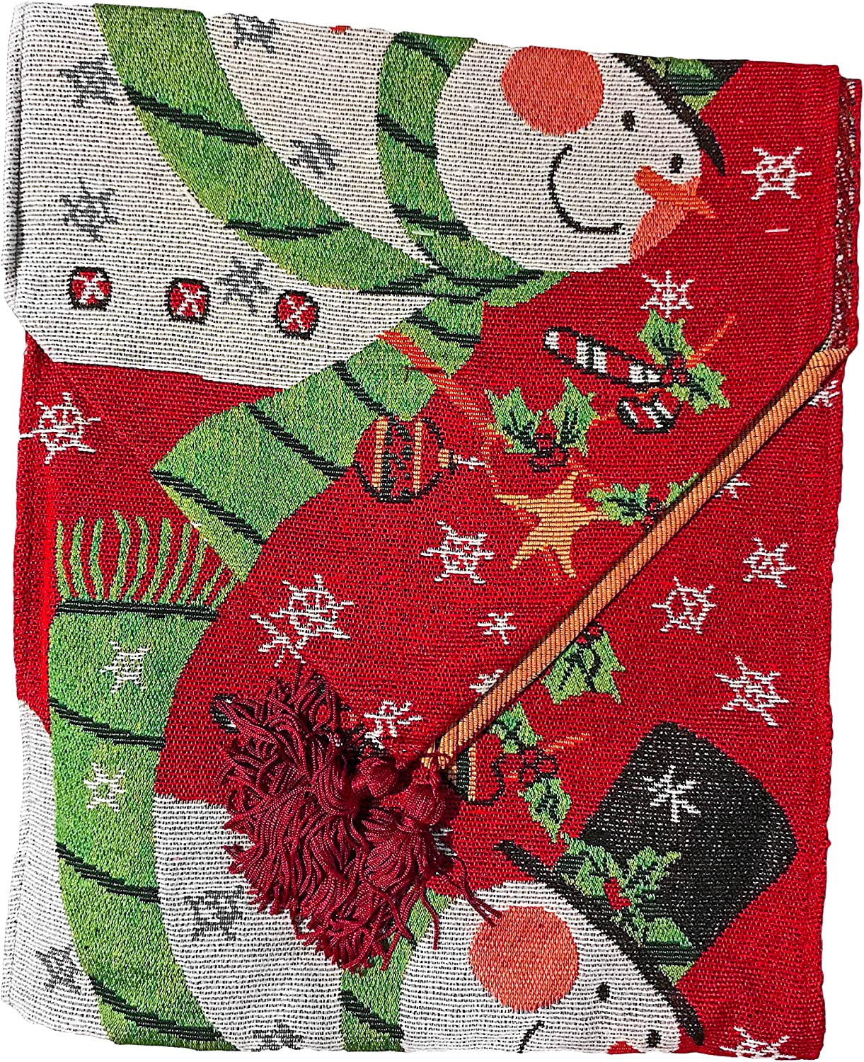 Festive Snowman Table Runner - 54 x 13 Inch Holiday Fabric Tapestry for Christmas Dining Decor, Winter Party Table Setting & Seasonal Home Decoration