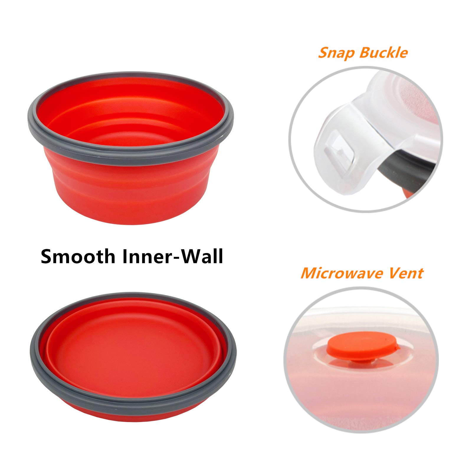 Collapsible Silicone Food Storage Containers with Lids - 3-Pack (350ml, 500ml, 800ml) - Reusable, Stackable & Space Saving - Microwave & Freezer Safe - Perfect for Meal Prep, Leftovers & On-the-Go Snacks