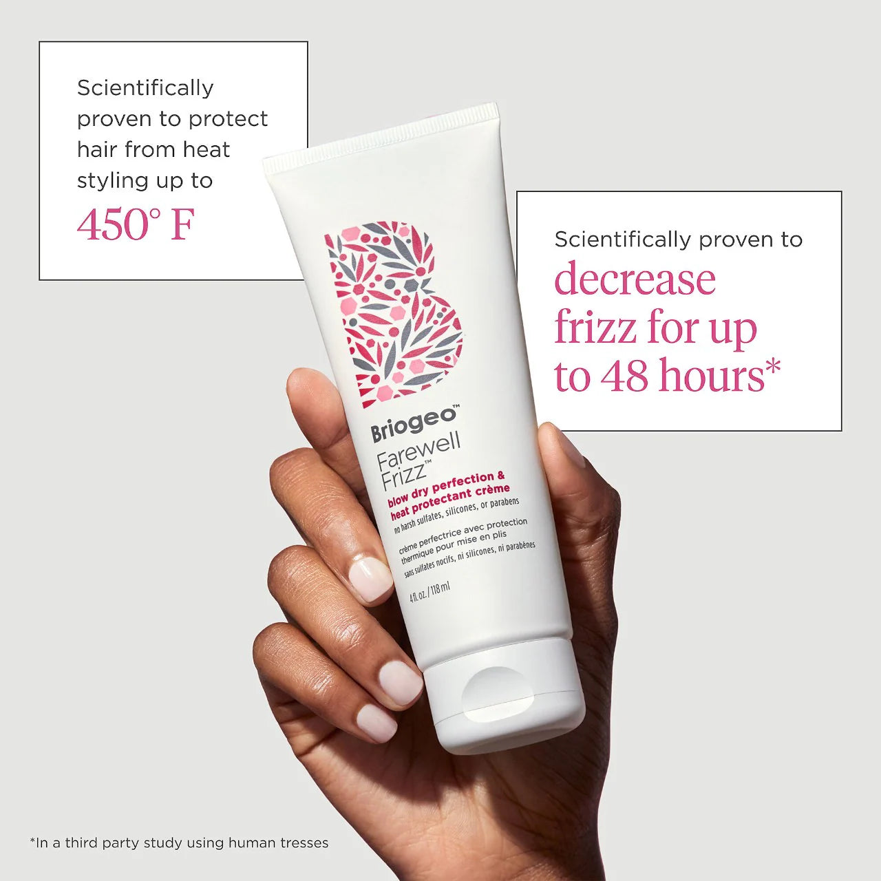 Briogeo Farewell Frizz Blow Dry Perfection Heat Protectant Cream 118ml | Smooth & Shiny Hair | Heat Protection for Styling & Frizz Control | Perfect for Daily Blowouts & Salon Results at Home