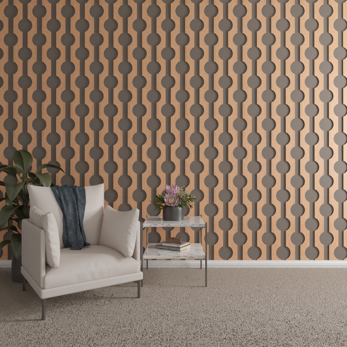 Pomeroy Adjustable Wood Slat Wall Kit - DIY Modern Wall Panel for Home & Office Decor - Perfect for Living Room, Bedroom, and Commercial Spaces