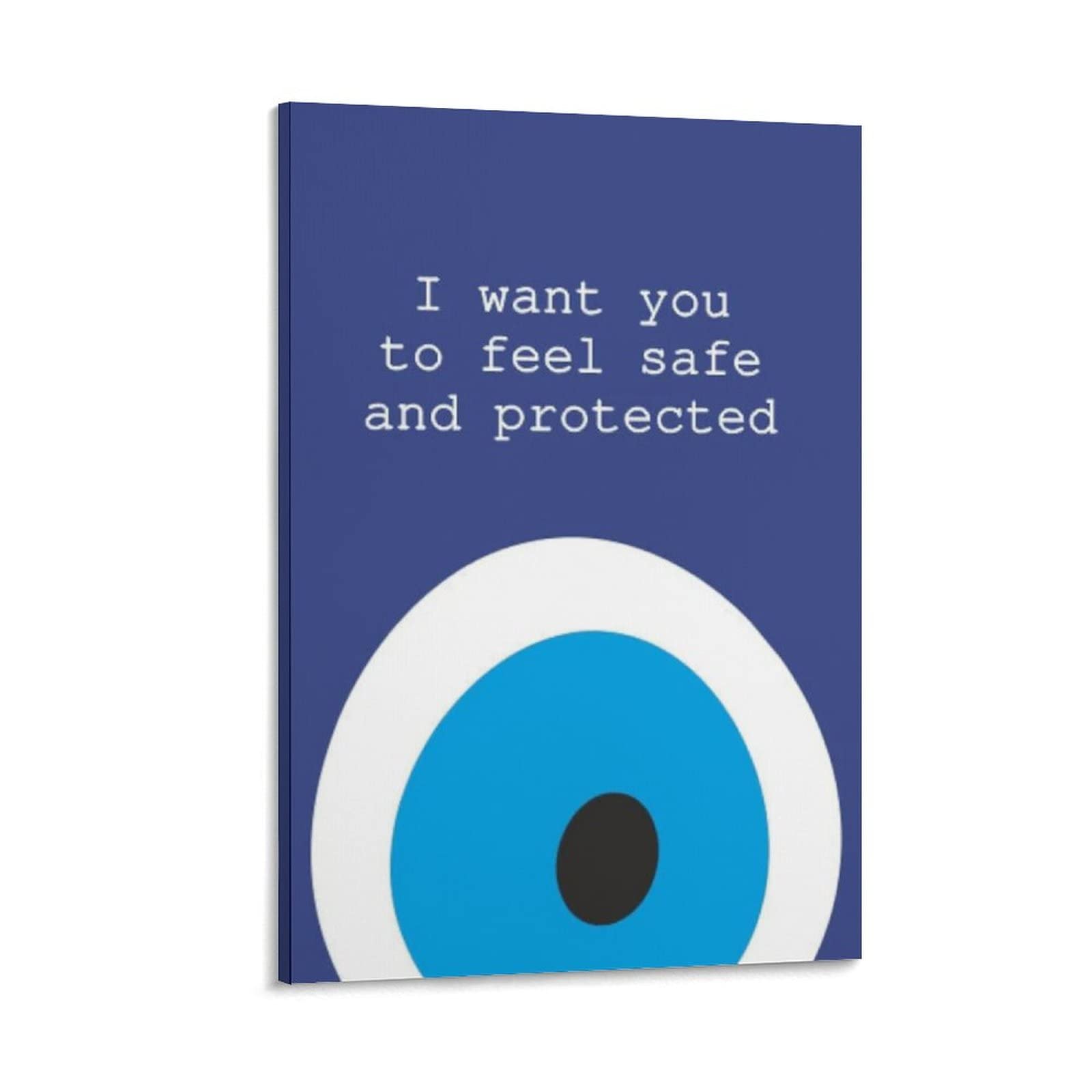 Blue Evil Eye Wall Art Canvas Painting - 16x24 Inch (40x60cm) Framed Poster for Home Decor, Living Room & Bedroom - Spiritual Protection & Boho Chic Interior Design