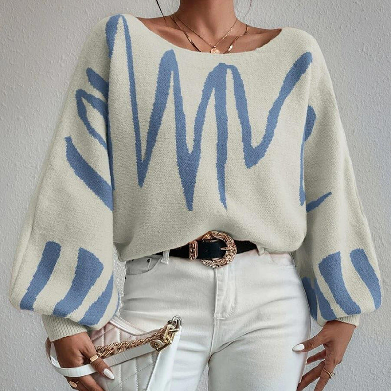Women's Loose Knit Pullover Sweater with Lantern Sleeve Design - Cozy Casual Wear for Fall & Winter, Perfect for Office, Date Night and Weekend Outings