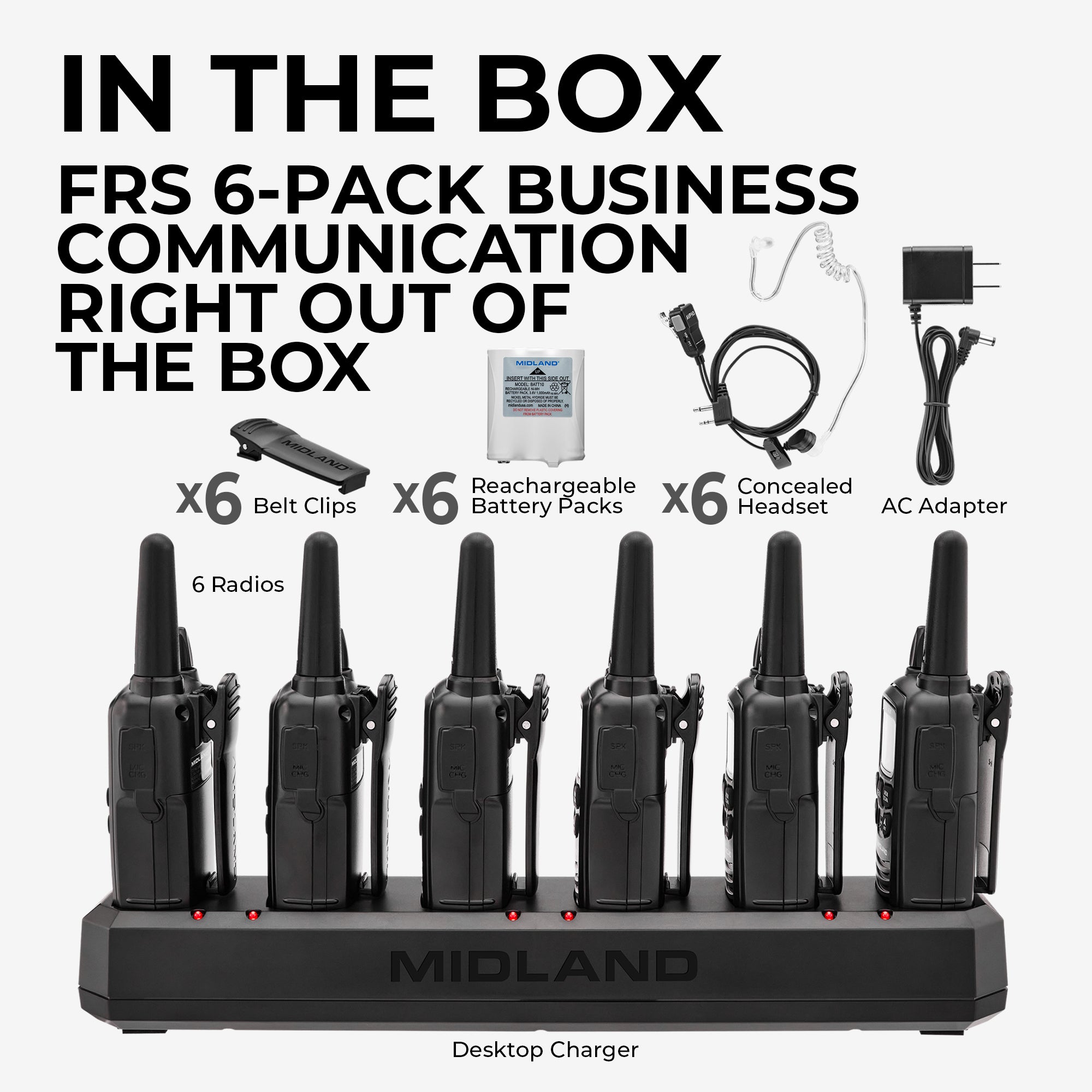 LXT600 BizTalk® FRS Two-Way Business Radio 6-Pack Bundle - Reliable Communication for Construction, Warehousing & Event Coordination (LXT600BBX6)