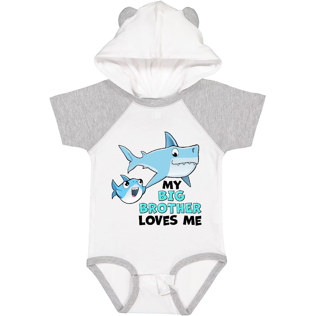 Inktastic My Big Brother Loves Me Cute Sharks Baby Bodysuit - Soft Cotton Onesie for Newborns & Infants - Perfect Sibling Gift for Shark Lovers & Baby Showers