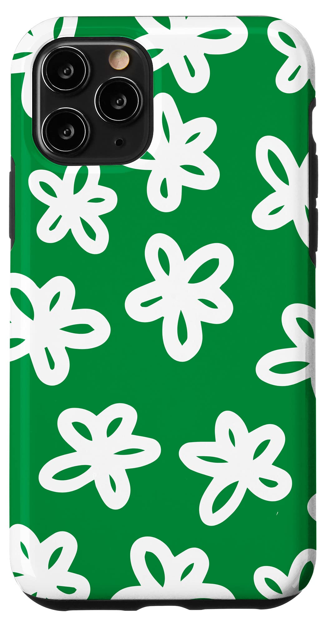 iPhone 11 Pro Case - Green & White Floral Design with Wildflowers | Trendy Protective Cover for Women & Girls | Perfect for Daily Use, Work & Travel