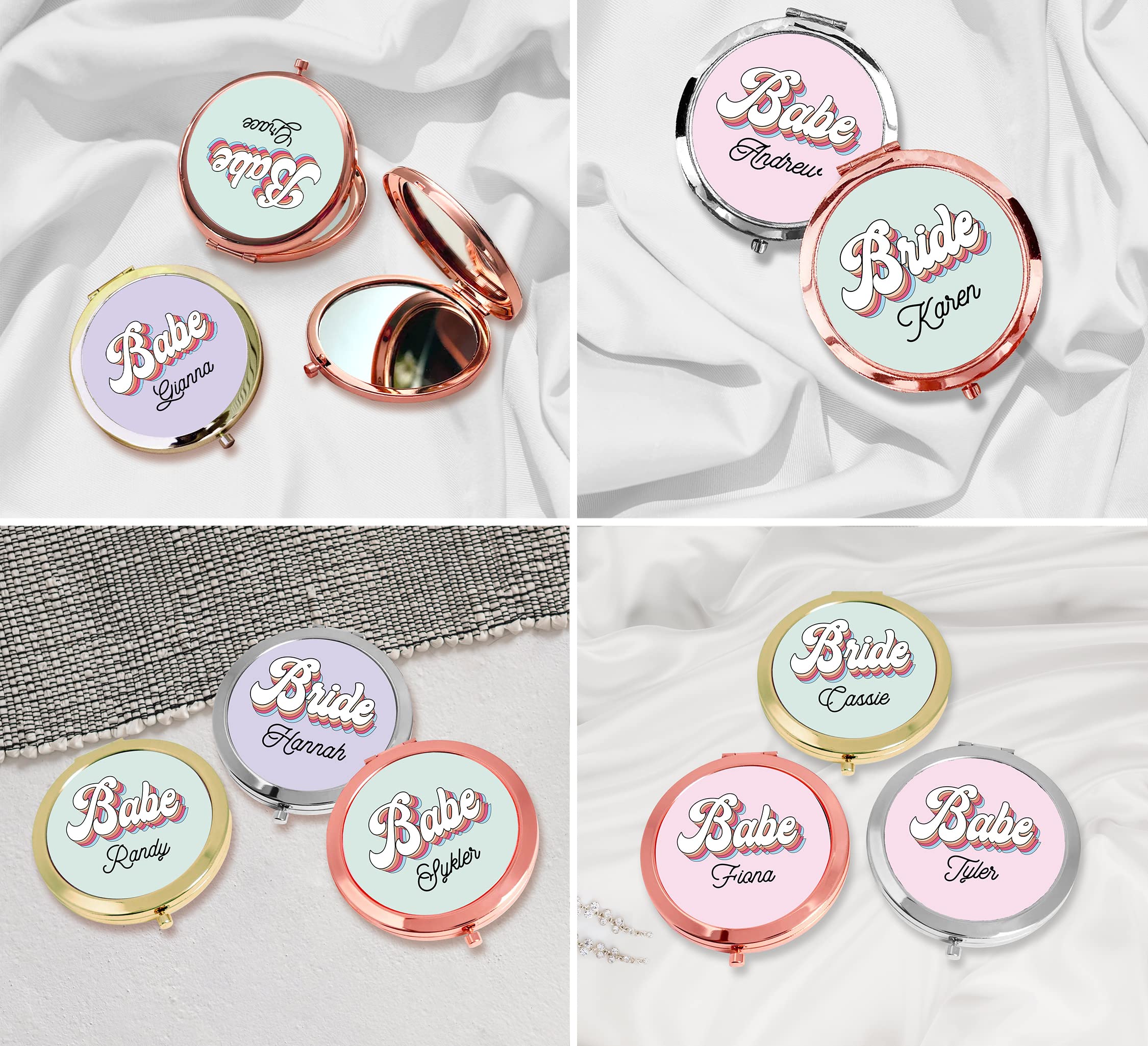 Personalized Compact Mirror - Bridal Party Gifts for Travel & Makeup