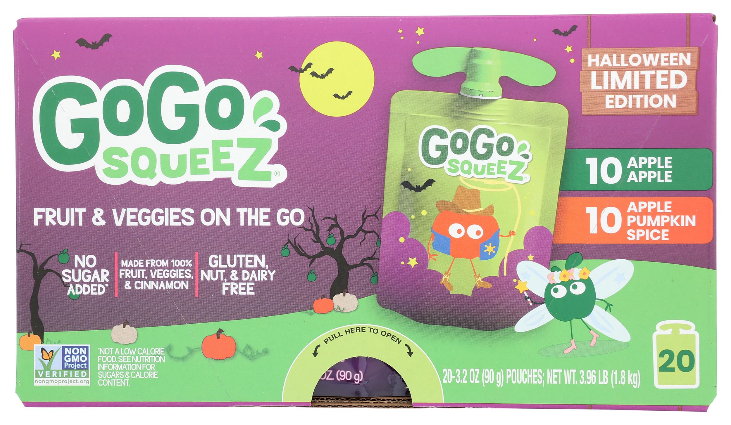 Gogo Squeez Fruit & Veggie Pouches - Halloween Edition (64oz) | Healthy Snacks for Kids, Lunch Box & On-the-Go | Perfect for Halloween Treats, School & Travel
