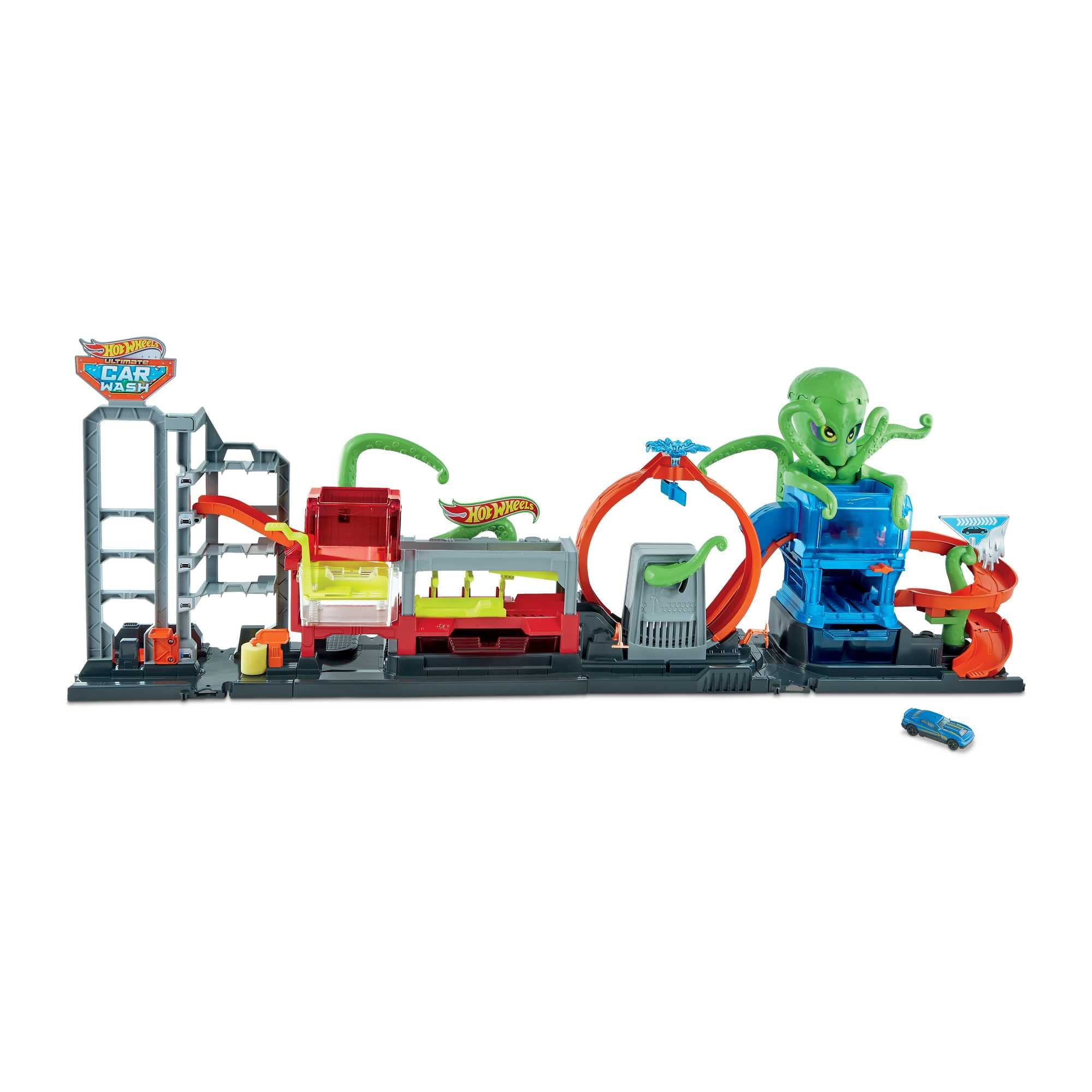 Hot Wheels City Ultimate Octo Car Wash Playset with No-Spill Water Tanks & Color-Changing Car | 4+ Feet Long, Expandable Track System | Perfect Gift for Kids Ages 4+ | Fun Car Wash Pretend Play for Boys & Girls
