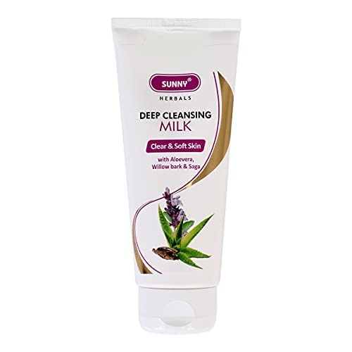 Sunny Deep Cleansing Milk with Aloe Vera - Gentle Makeup Remover & Skin Soother for Sensitive Skin | Deep Cleanses Pores, Removes Dirt & Makeup | Hydrates & Calms Irritation | Perfect for Daily Skincare Routine | 100ml (Pack of 2)