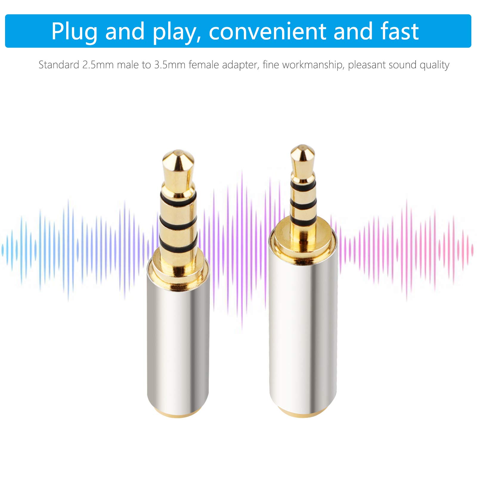 PASOW 3.5mm to 2.5mm Stereo Audio Adapter - Male to Female Headphone Jack Converter (2 Pack) for Smartphones, Headphones, Microphones, Tablets - Perfect for Gaming, Podcasting & Mobile Devices