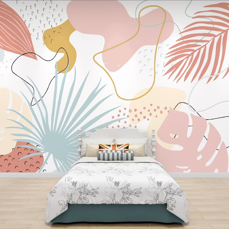 Tropical Dream Bedroom Wallpaper Mural - Exotic Palm Leaf & Floral Peel & Stick Wall Decor for Home, Nursery, Dorm Room | Easy to Install & Removable