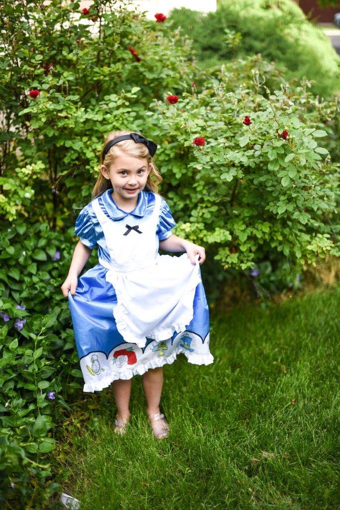 Little Adventures Alice with Headband Dress Up Costume for Girls - Kids Pretend Play, Tea Party & Halloween Costume