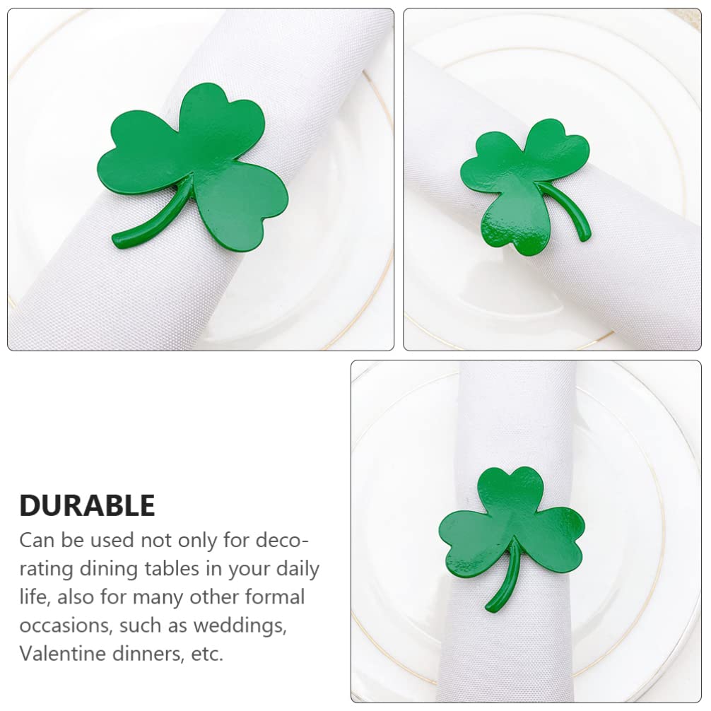VALICLUD 4-Piece Shamrock Napkin Rings Set - St. Patrick's Day & Valentine's Day Napkin Holders - Decorative Tableware for Holiday Parties, Weddings, and Special Occasions