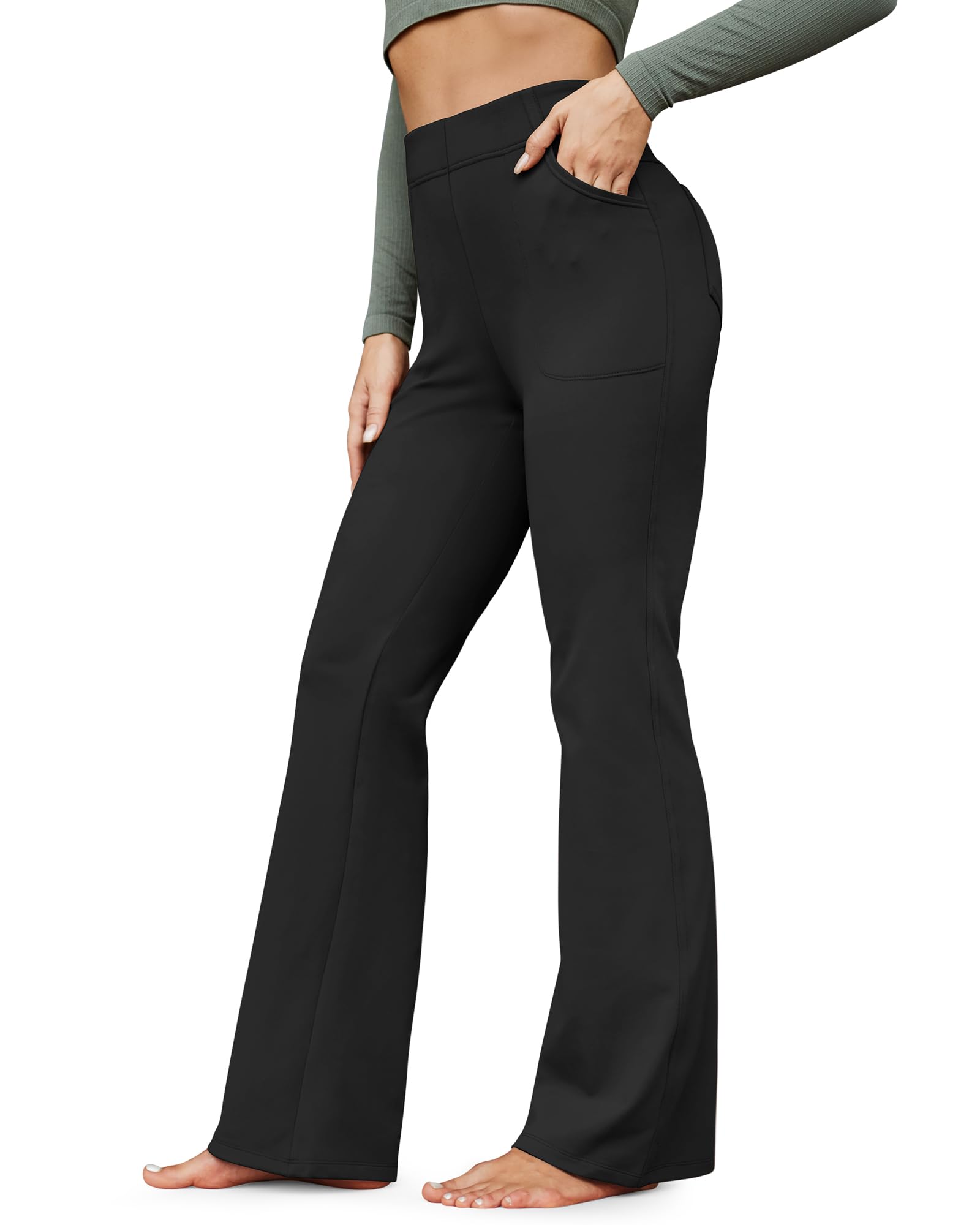 G4Free Flare Yoga Pants with Pockets for Women - Petite/Regular/Tall Sizes, Bootcut Leggings for Work, Yoga & Winter Warmth - Perfect for Office, Gym & Casual Wear