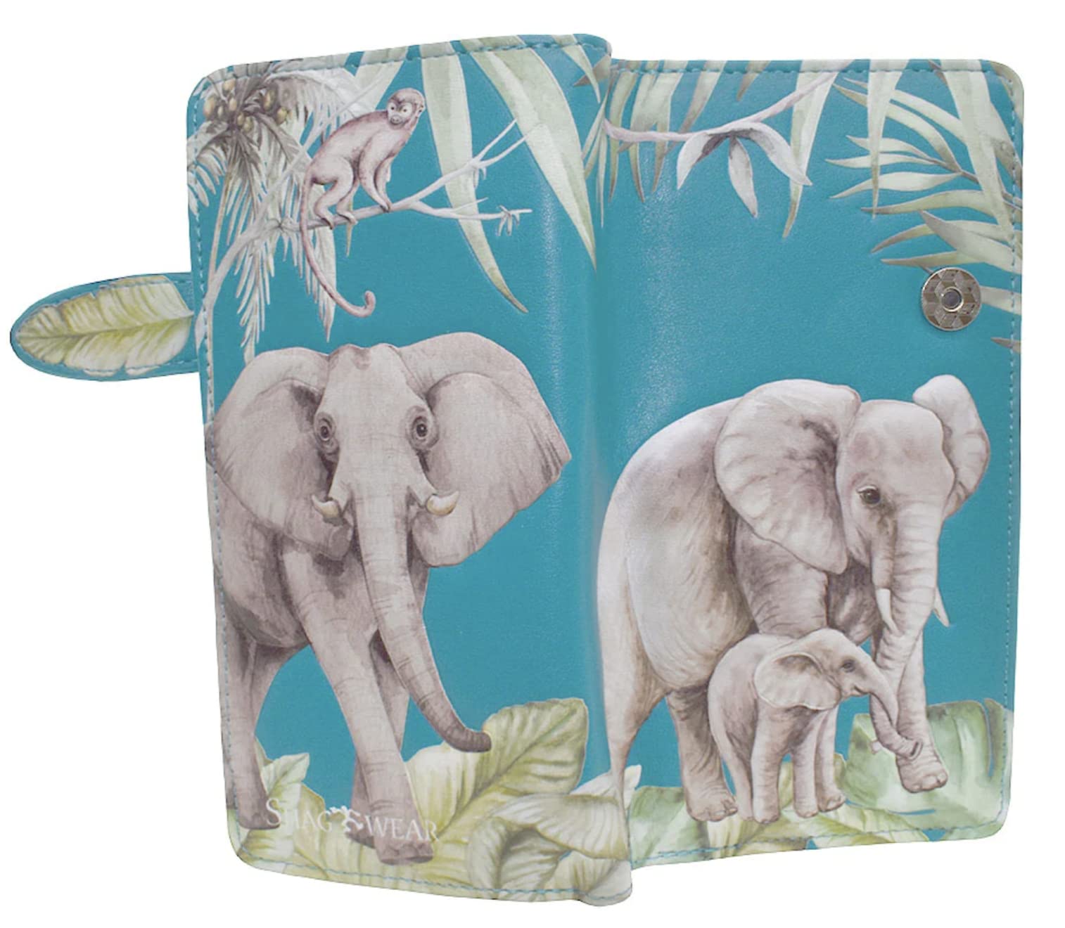 Shag Wear Elephant Jungle Large Animal Wallet for Women & Teens - Vegan Faux Leather 7