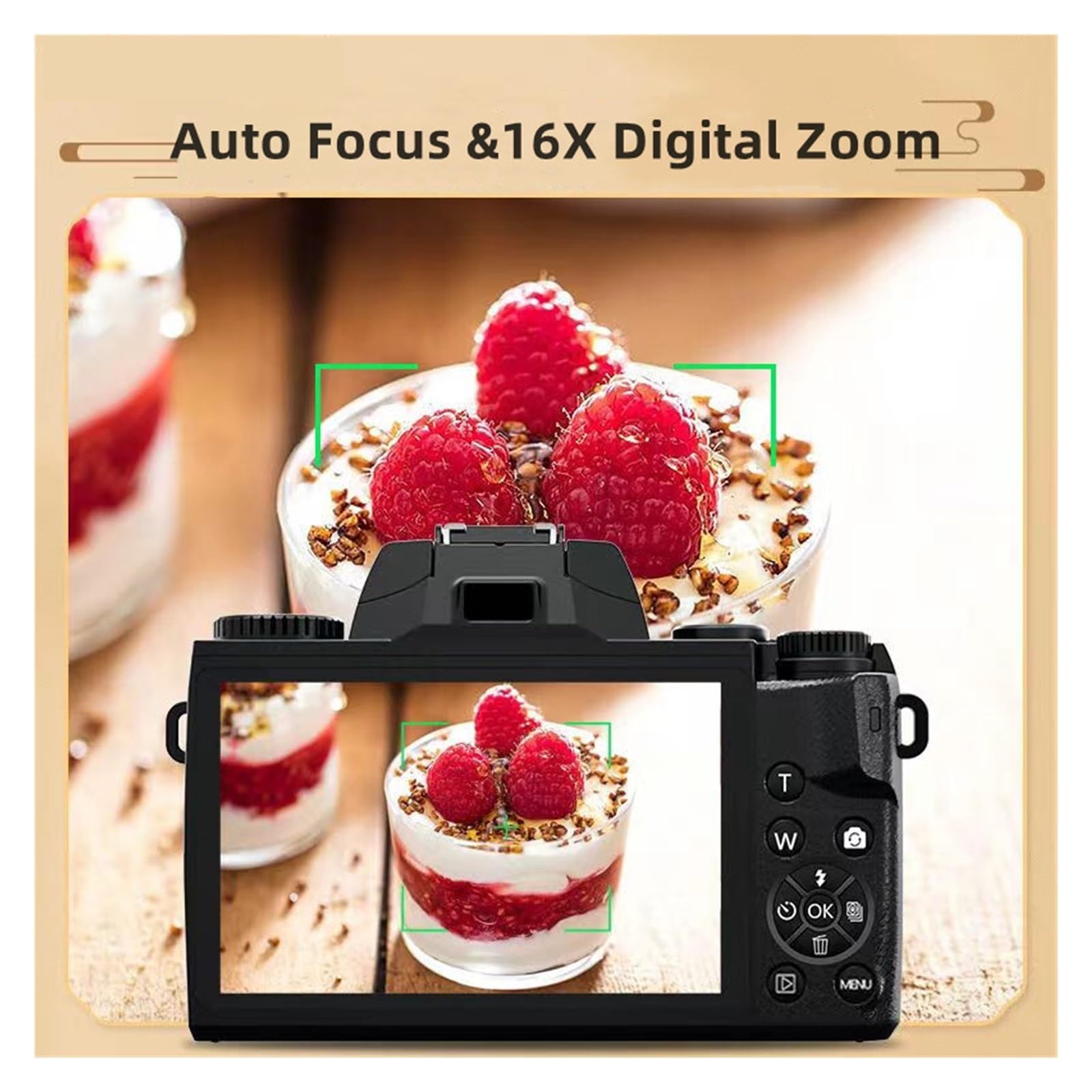 4K Video Camera with 64MP & 60FPS - 16X Digital Zoom WiFi Vlogging Camera with Auto Focus, Wireless Mic & 32G SD Card - Perfect for YouTube Live Streaming, Travel Vlogging & Home Movies