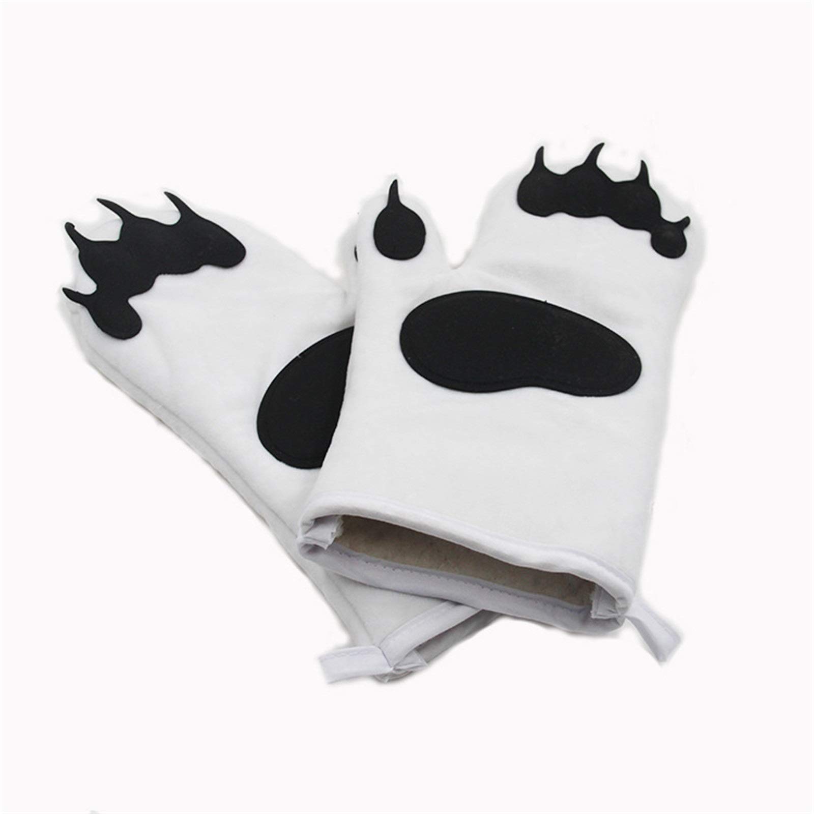 Heat Resistant Bear Paw Oven Mitts - Anti-Scalding Kitchen Gloves for Baking, Cooking & Grilling - Insulated Kitchen Supplies (Coffee/White, One Size) - Perfect for Baking Cookies, Handling Hot Pans & BBQ Grilling