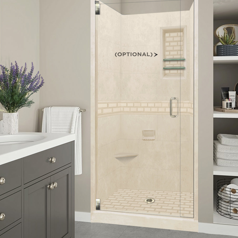 Alcove Desert Sand Sistine Stone & Subway Tile DIY Shower Remodel Kit - Waterproof Peel and Stick Backsplash for Bathroom, Kitchen, Laundry Room Renovation