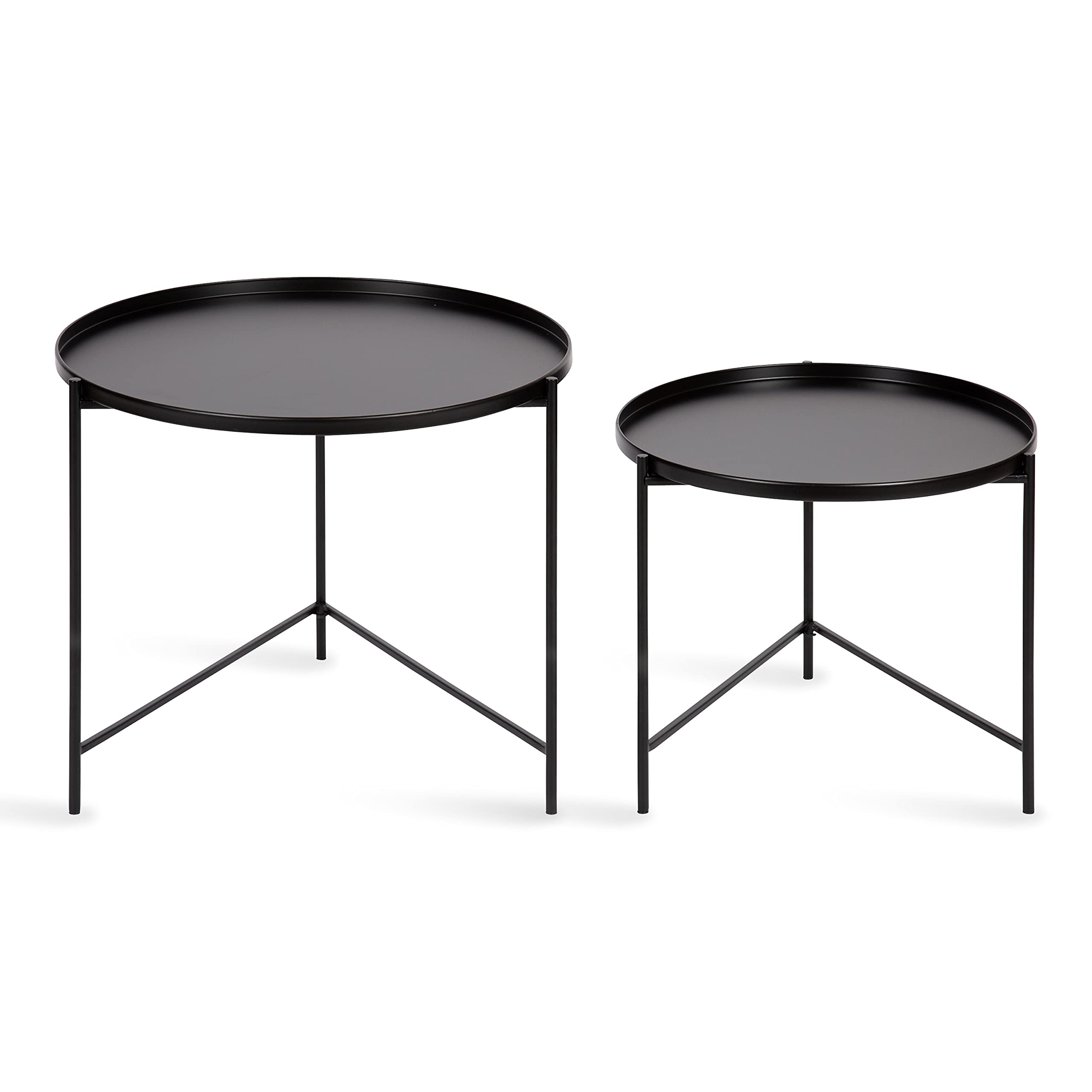 Kate and Laurel Ulani Modern Nesting Coffee Table Set of 2 - Black Wooden Living Room Furniture with Storage Shelf | Perfect for Small Spaces, Home Decor & Displaying Books