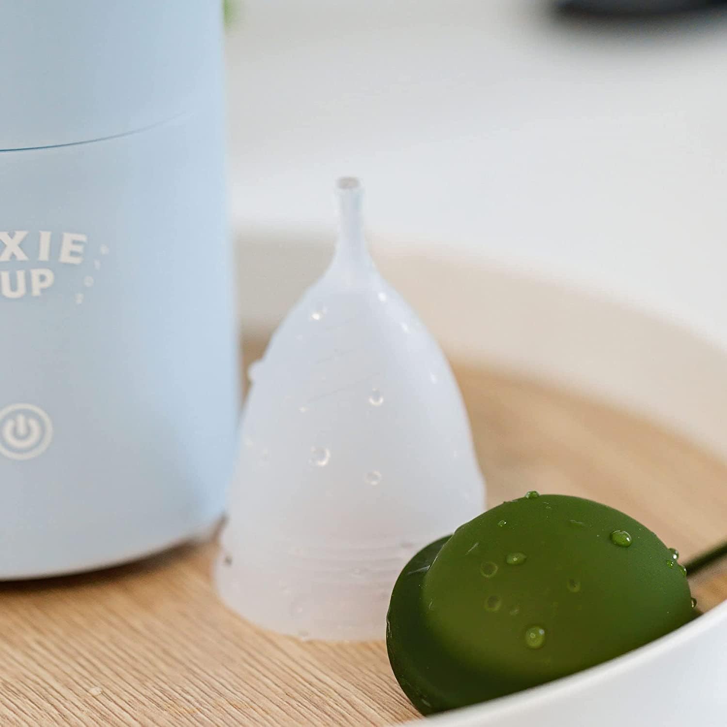 Pixie Menstrual Cup & Disc Steamer Sterilizer 2.0 - 99.9% Germ Killing Sanitizer for Period Cups - Fast 3-Minute Cleaning with Auto Sensor Button - Compact Cylinder Design - Perfect for Travel, Home Use & Hygienic Menstrual Care