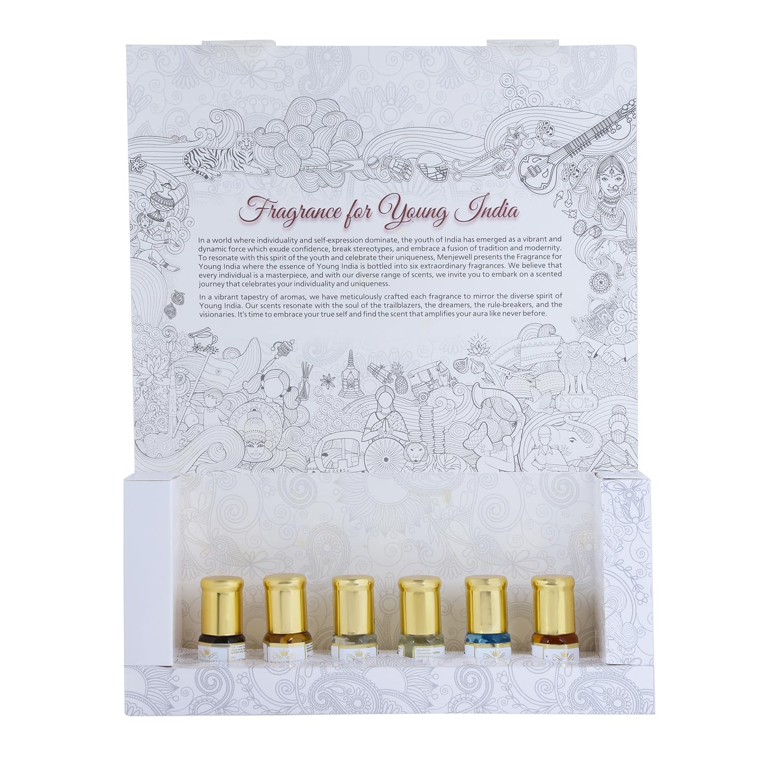 Menjewell Attar Gift Set - 6 Floral Fragrance Perfume Oils (18ml, 6x3ml) | Unisex Scent for Summer | Perfect Gift for Him & Her | Office, Date Night & Special Occasions