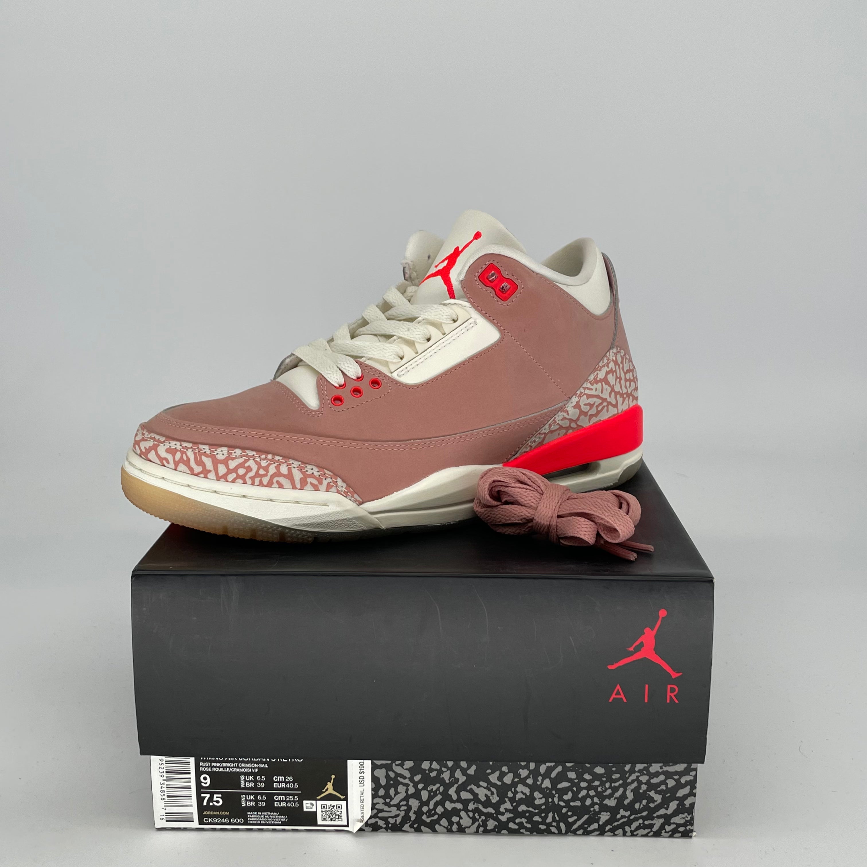 AIR JORDAN 3 Rust Pink Women's Shoes Size 7.5/9W - Style CK9246-600 | Retro Basketball Sneakers for Women, Casual Wear & Street Fashion