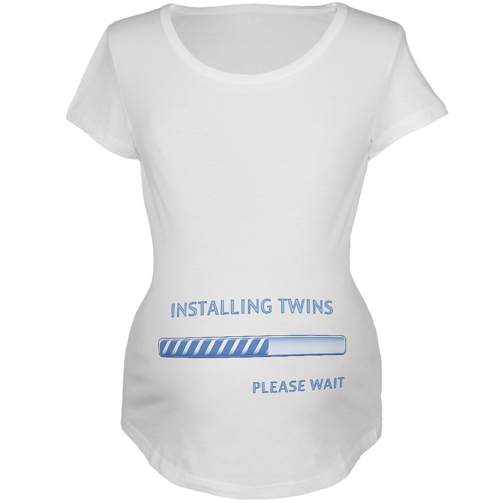 Funny Twin Pregnancy Maternity T-Shirt for Boys - 2X-Large White Soft Cotton Shirt - Perfect for Gender Reveal & Baby Shower Gifts