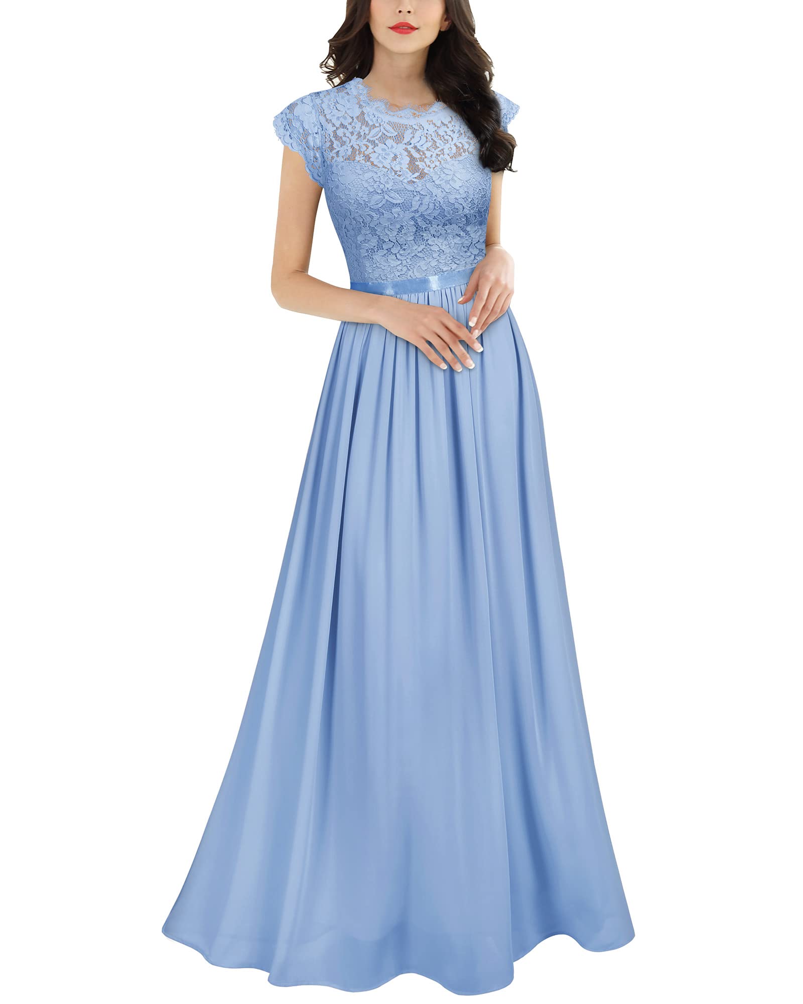 Elegant Miusol Women's Floral Lace Maxi Dress for Evening Party, Wedding Guest, Prom & Formal Occasions