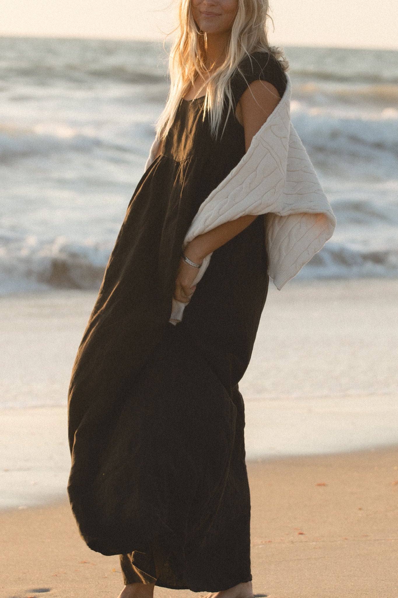 Florence Linen Black Maxi Dress for Women - Soft Breathable Summer Long Dress - Perfect for Beach, Vacation & Casual Wear