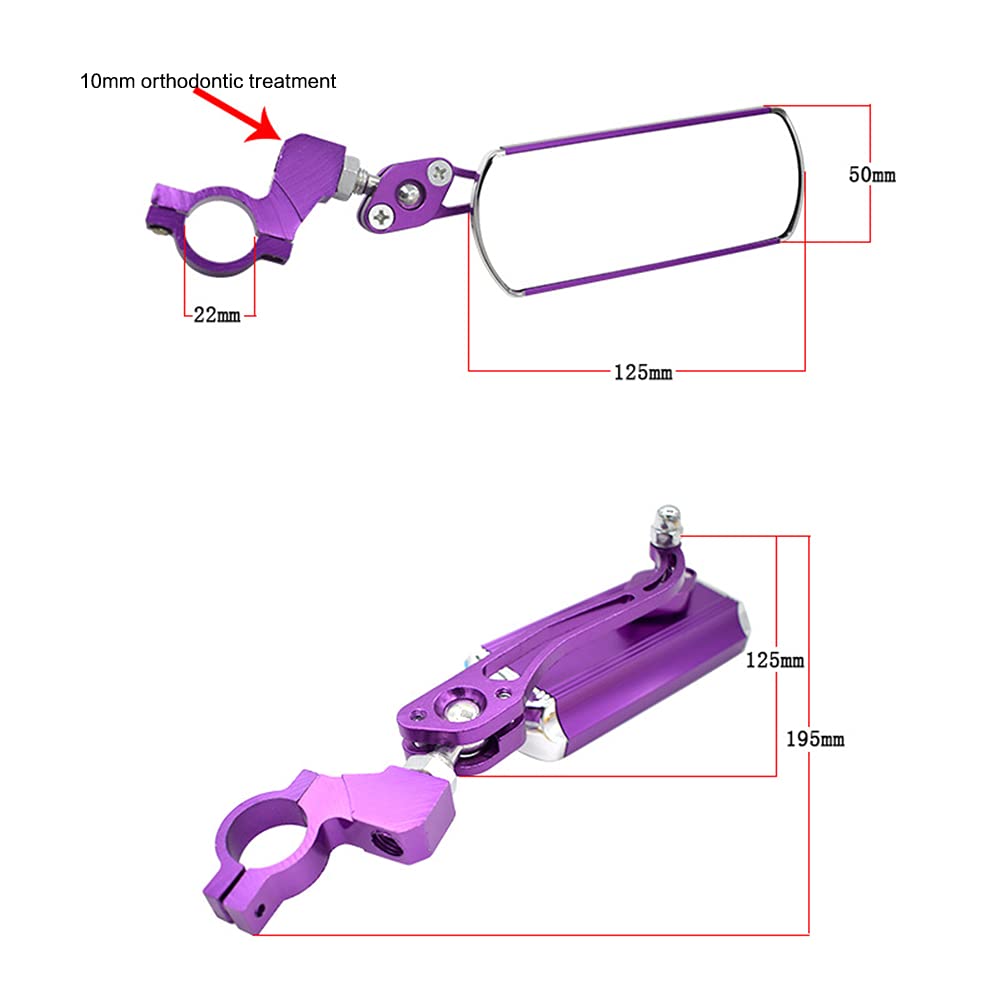 Shockproof Aluminum Alloy Bike Handlebar Mirror - Rear View Safety Mirror for Mountain & Road Bicycles (Fits 21mm-24mm Handlebars, Purple) | Perfect for Commuting, Cycling Safety & Outdoor Adventures