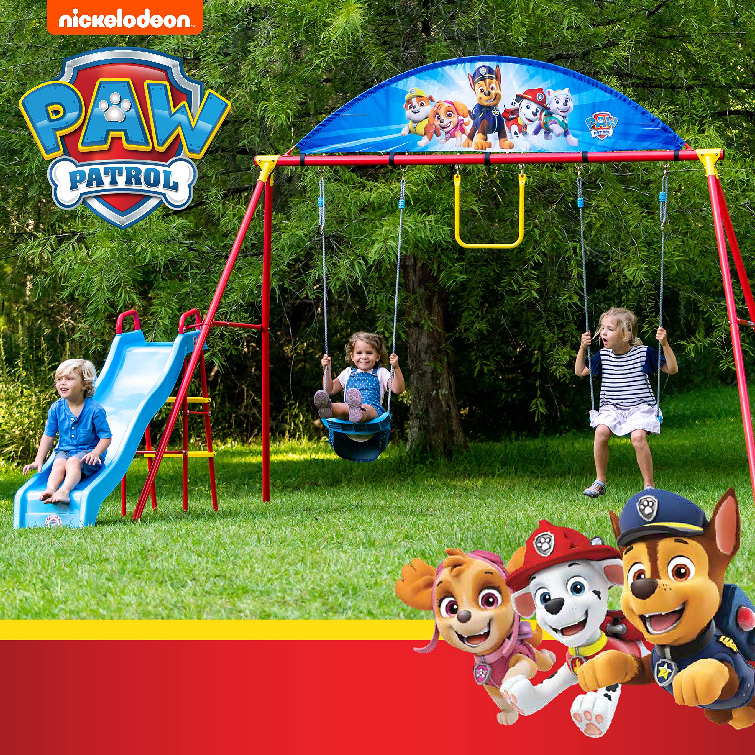 PAW Patrol Kids Swing Set for Backyard - Outdoor Swing Set with Adjustable Seat for Toddlers & Children - Perfect for Playground, Park, and Backyard Fun