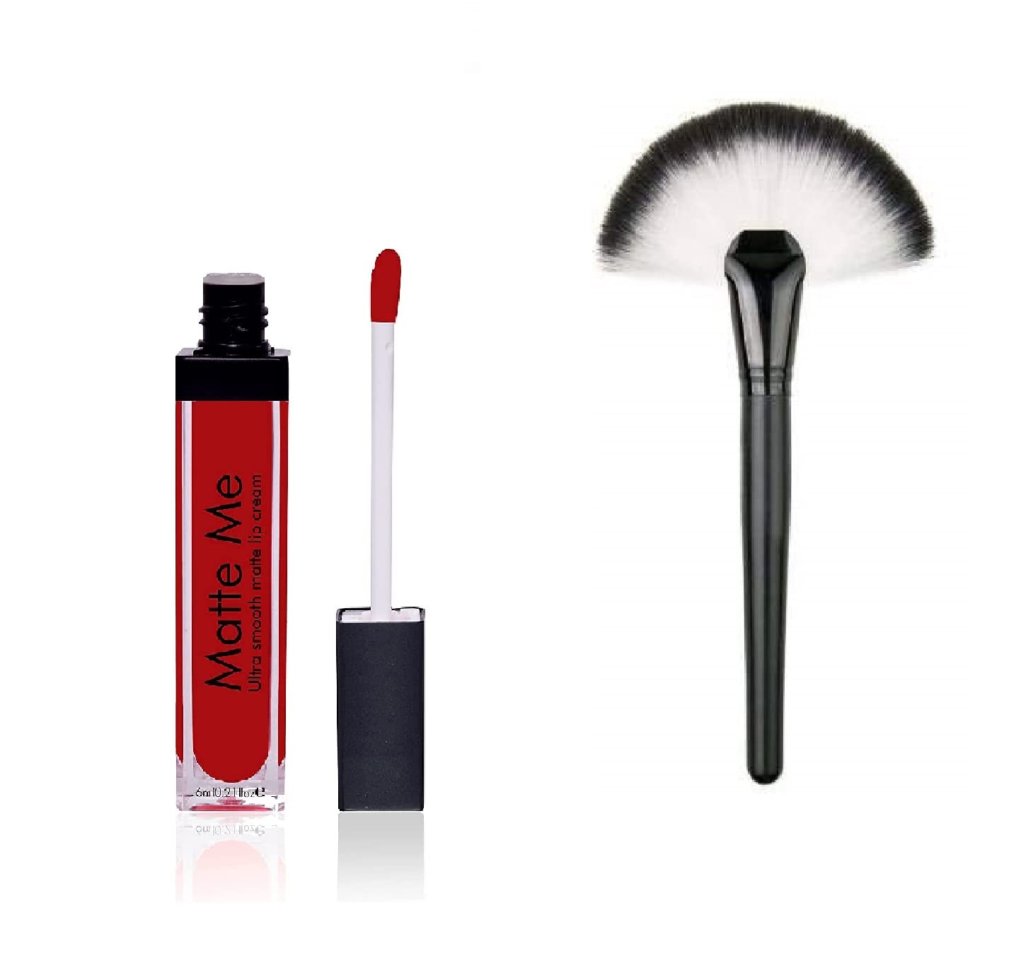 Matte Red Liquid Lipstick with Fan Brush - Long Lasting Waterproof Lip Makeup for Parties, Dates & Special Occasions