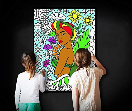 Natural African Queen Coloring Sheet Poster - Jumbo Coloring Book Page for Kids, Large Printable Activity for Home & Classroom Use | African Culture Art & Educational Fun