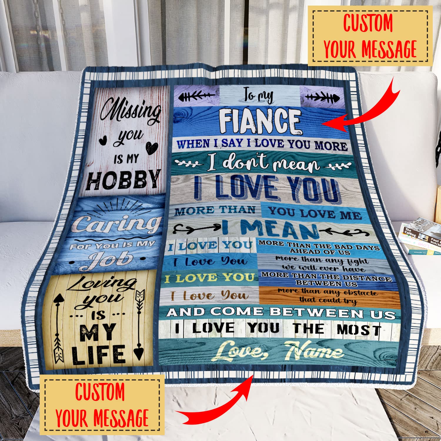 Custom Personalized 'To My Fiance' Blanket - Romantic Couples Gift for Valentine's Day, Engagement & Wedding - Soft Throw Blanket for Newlyweds - Perfect Anniversary Gift for Him/Her - Cozy Home Decor for Couples Snuggling