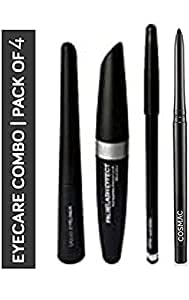 Waterproof Eyeliner, Mascara, Eyebrow Pencil & Kajal Set - 4 Piece Black Eye Makeup Kit for Long-Lasting Beauty | Perfect for Daily Use, Parties & Special Occasions