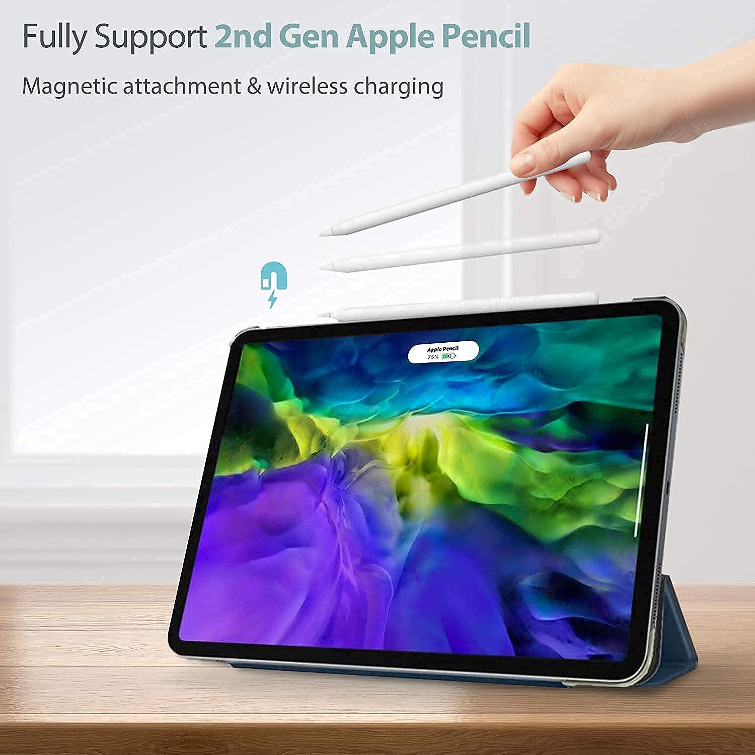 ProCase Navy iPad Pro 11 Slim Hard Shell Case (2020 & 2018 Model) with 4-Pack Screen Cleaning Cloths - Protective Cover for Work, Travel & School Use