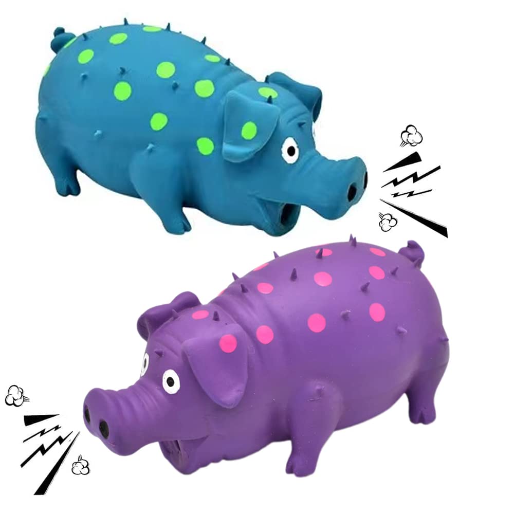 Squeaky Pig Dog Toys 2 Pack - Grunting Oinking Noise Dog Chew Toys for Small, Medium & Large Breeds - Interactive Play for Indoor & Outdoor Fun