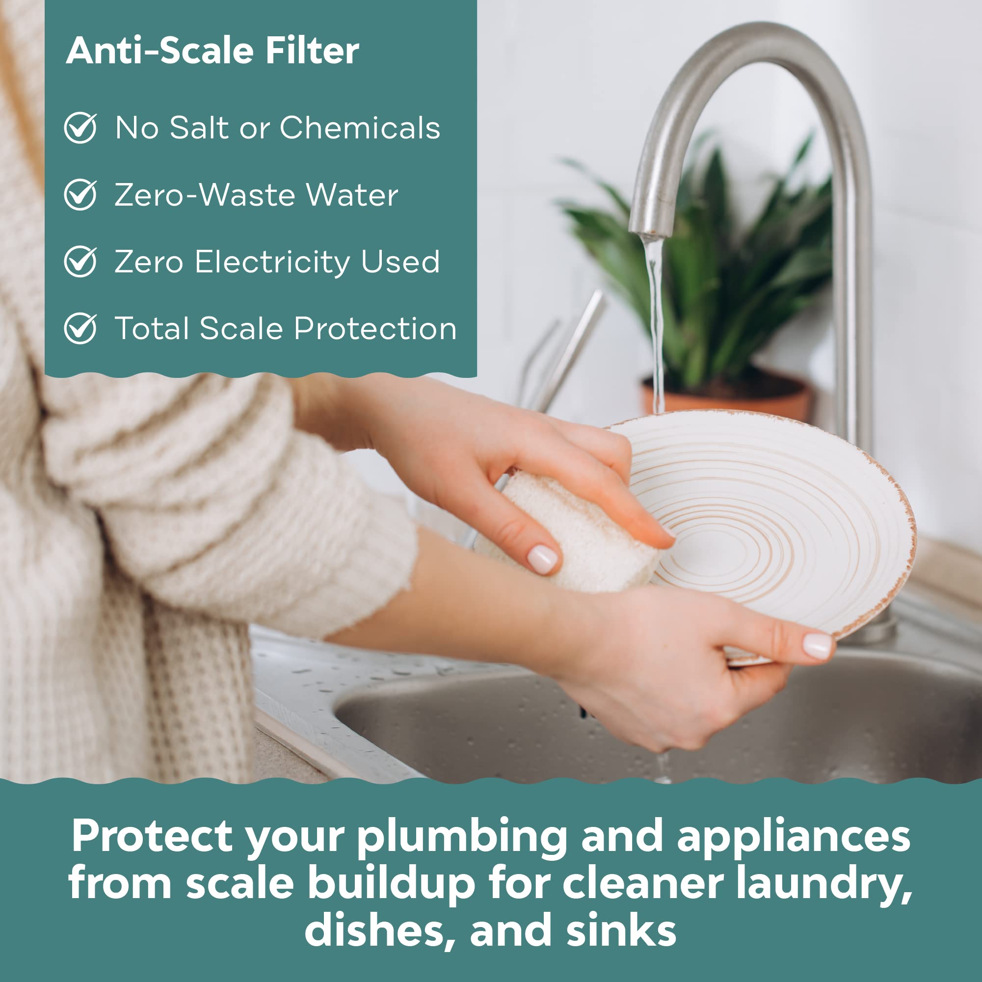 Applied Membranes Inc. Water Descaler System - Prevent Limescale in Tankless Water Heaters & Whole House Pipes | Hard Water Treatment Solution for Cleaner Showers & Longer Appliance Life