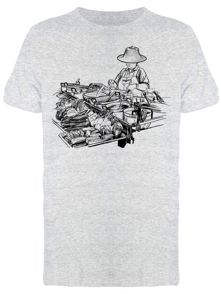 Authentic Bangkok Street Food Seller Graphic Tee for Men - Trendy Urban Streetwear for Casual Outings & Travel