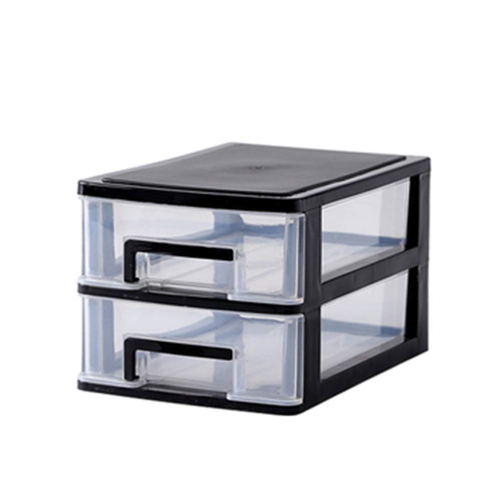 2-Layer Plastic Jewelry & Makeup Organizer - Cabilock Desktop Drawer Storage Case for Cosmetics, Rings, Earrings | Bathroom & Vanity Display (Black & Transparent) | Perfect for Bedroom, Bathroom & Travel Organization