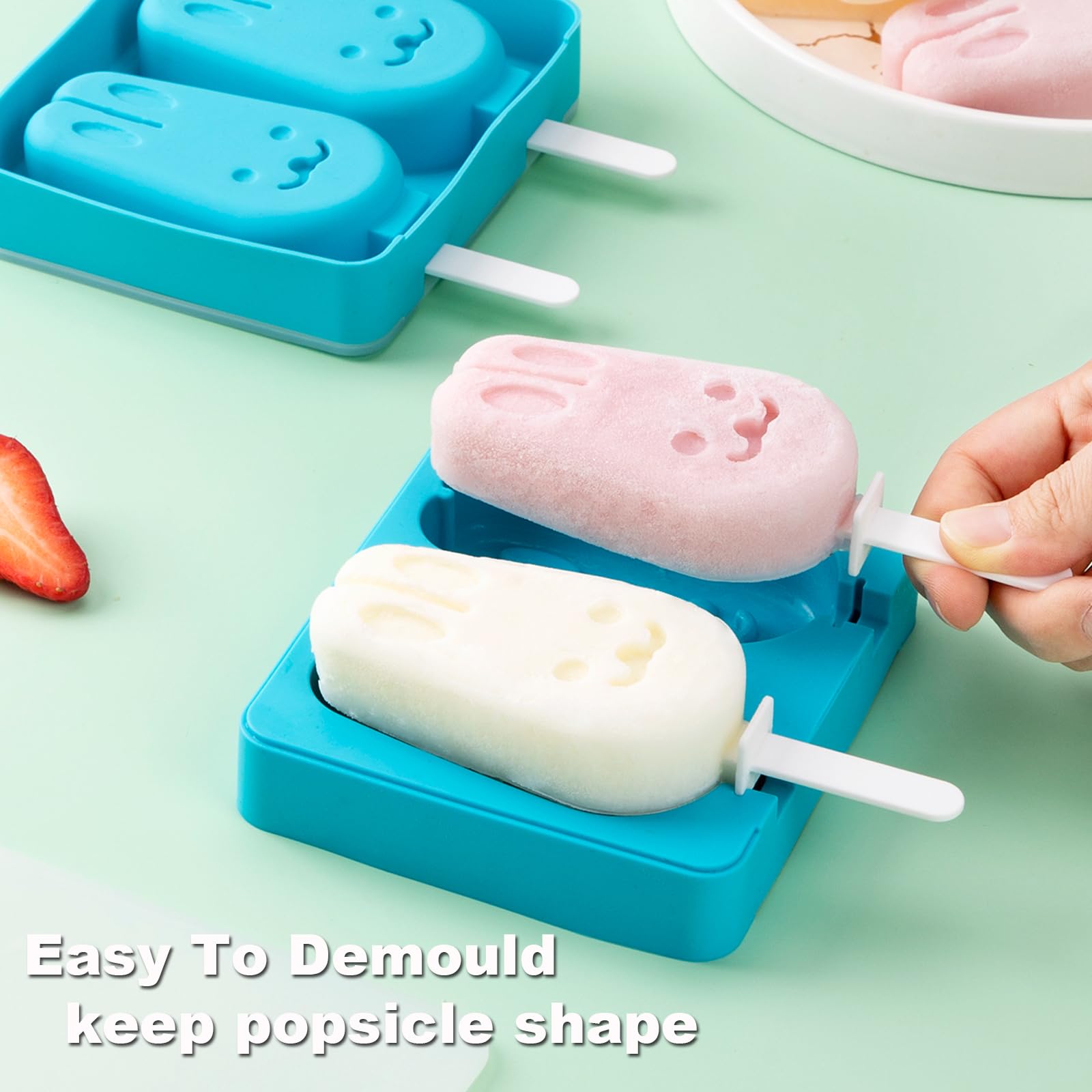 BPA-Free Silicone Popsicle Molds Set of 2 - Reusable, Dishwasher Safe & Easy Release Ice Pop Maker for Homemade Treats (Blue) | Perfect for Summer Snacks, Kids Parties & Healthy Frozen Desserts