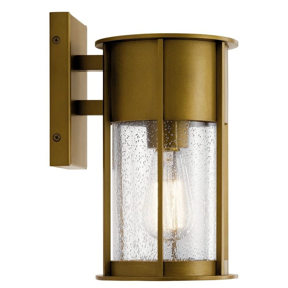 Kichler Camillo 11 Inch Single Light Wall Sconce with Clear Seeded Glass in Natural Brass - Perfect for Bedroom, Hallway, and Entryway Lighting