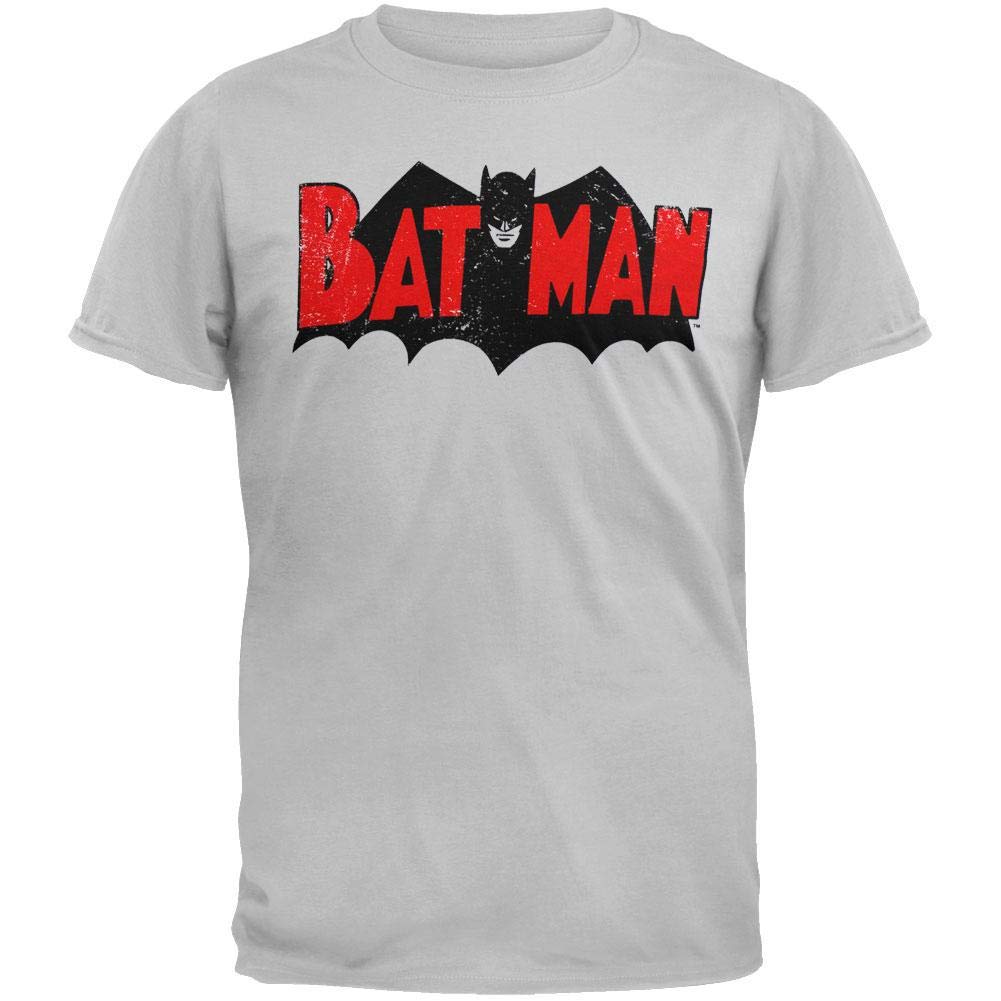 Batman Vintage Logo Boys T-Shirt - Youth Medium Grey | Soft Cotton Graphic Tee for Kids, Superhero Costume Party, School & Casual Wear