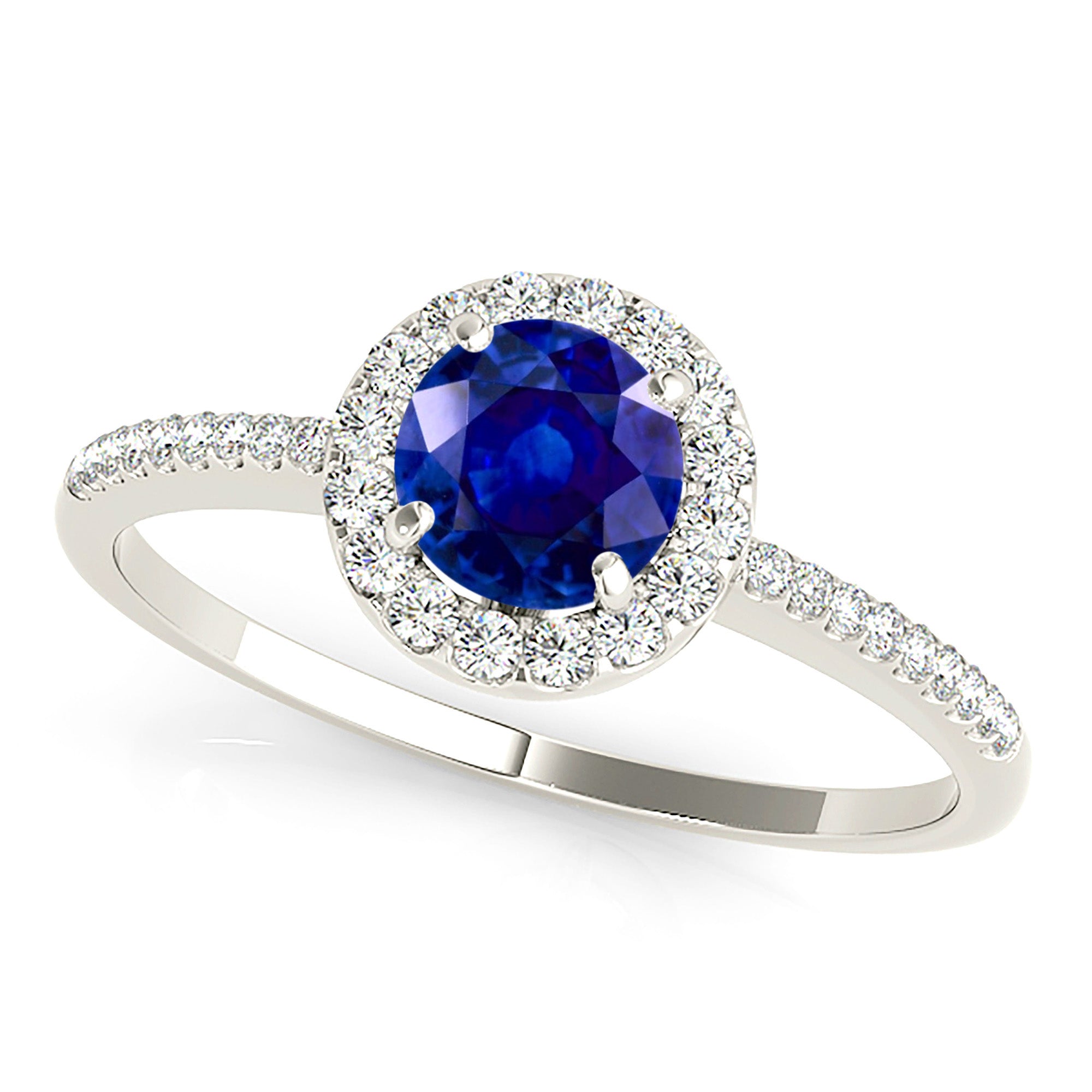 1.35 Carat Genuine Blue Sapphire Halo Ring in Sterling Silver - Elegant Engagement & Wedding Jewelry for Women - Perfect for Proposals, Anniversaries & Special Occasions